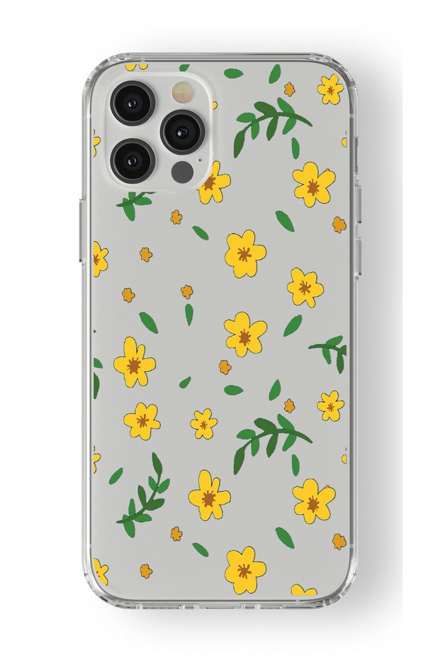 حافظة شفافة مطبوعة بتصميم زهور متوافقة مع هاتف iPhone 16 Pro Max