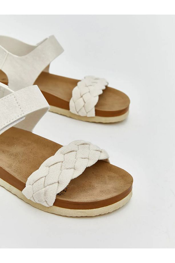 LCW STEPS Ekru Cırt Cırtlı Kız Çocuk Sandalet - 3