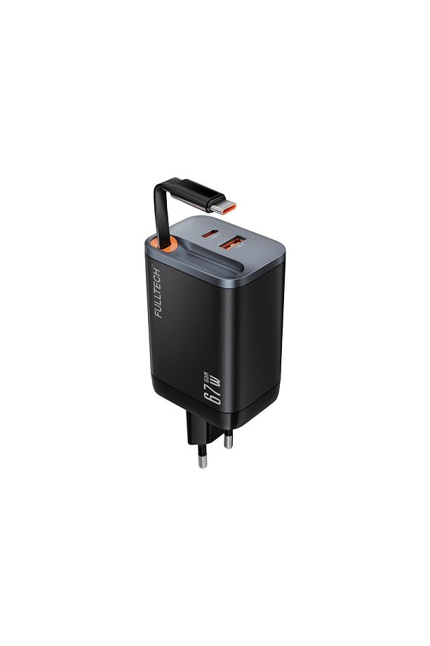 67W HIZLI ŞARJ PREMİUM KALİTE DAHİLİ  TYPE-C + USB-A ÇIKIŞ, MAKARA SİSTEMLİ DAHİLİ TYPE-C KABLOLU - 2