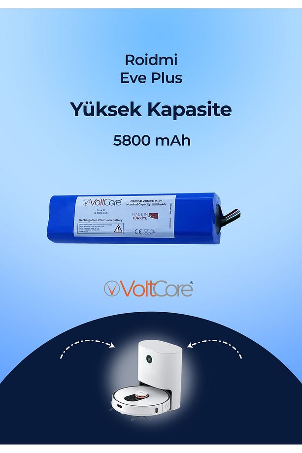 Robot Süpürge Bataryası 5800mAh (Yüksek Kapasite) Roidmi Eve Plus Uyumlu - 1