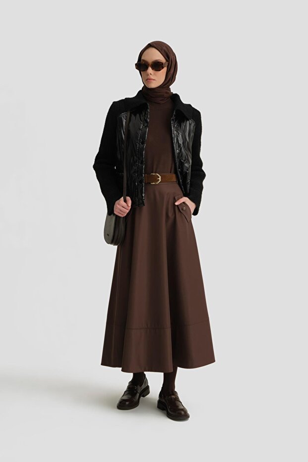 Knitwear Paneled Coat 24K5711 Black