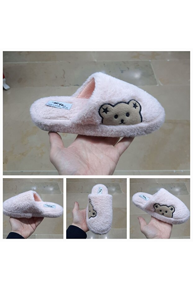 Women's Ultra Light Non-Slip Teddy Bear Figured Plush House Slippers