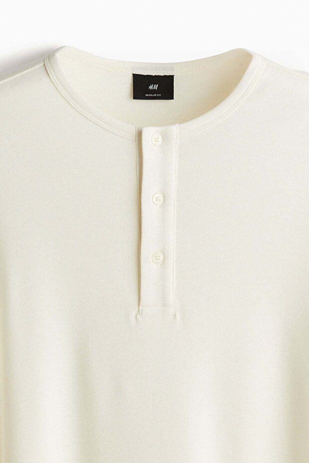 Ribbed Henley top - 1