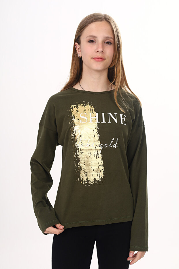 Girl's Sweatshirt with Shine Foil Print