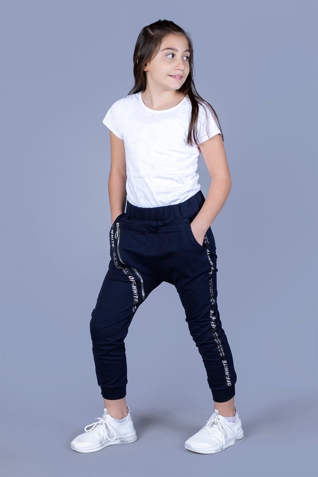Girl's zippered detail baggy sweatpants
