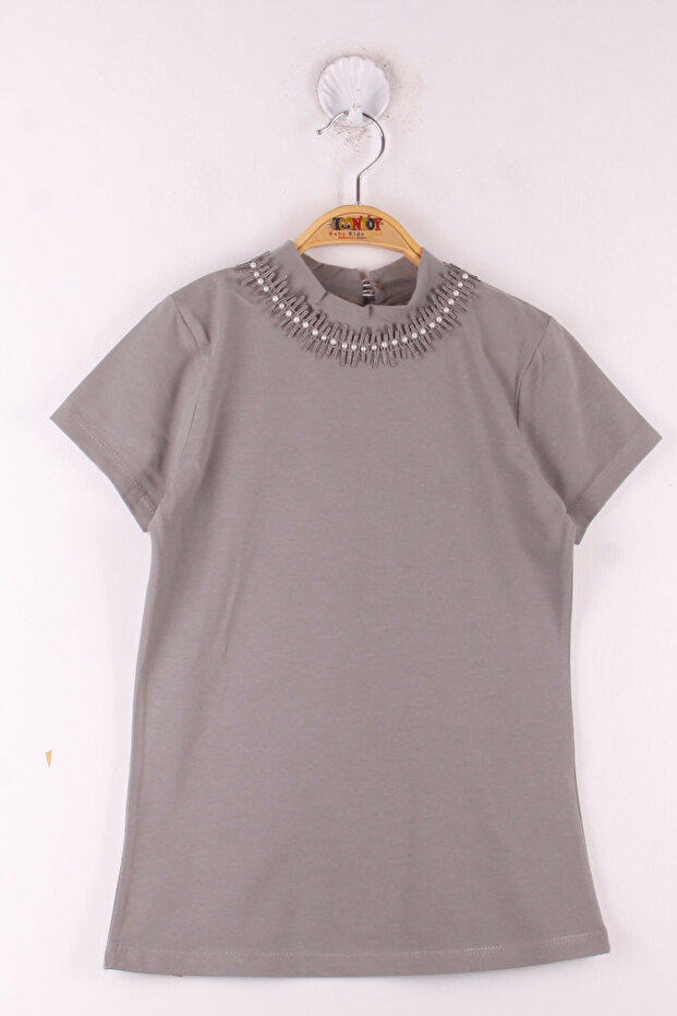 Girls' School T-shirt with Lace Collar
