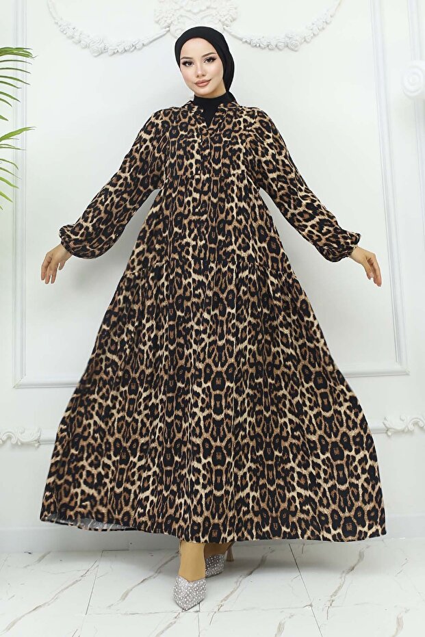 Rochie din viscoză cu model leopard - 2427 - 4