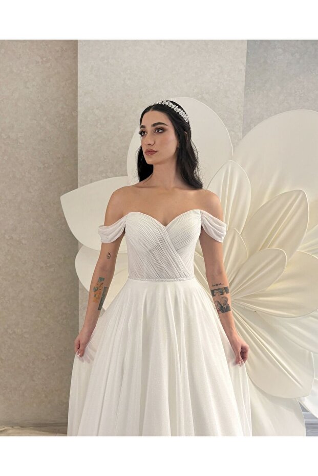 Emıly | Simli Drapeli Gelinlik - 7