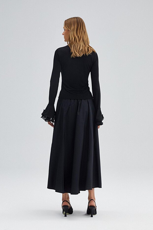 ŞİFON KOLLU ÖRME BLUZ - 4