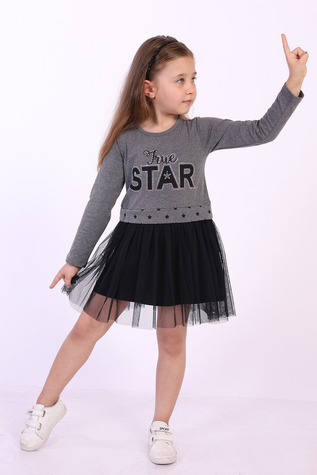 Star Printed Tulle Dress for Girl