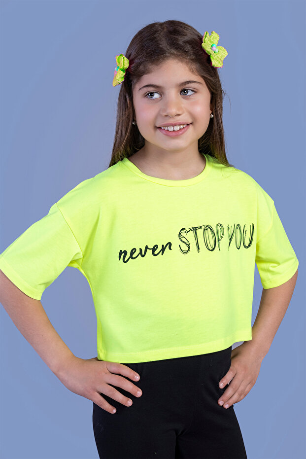 Girl's Printed Low Sleeve Crop T-Shirt