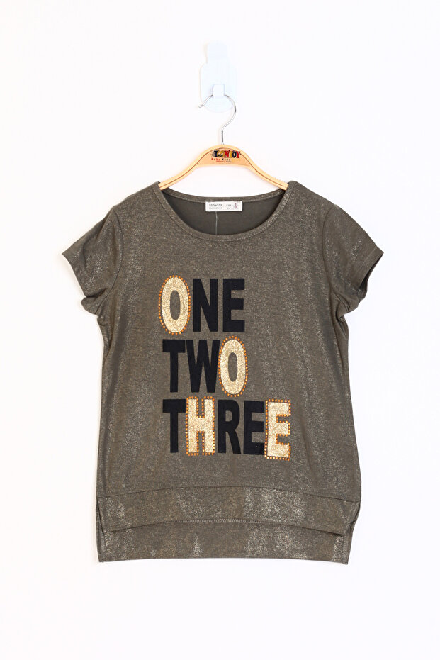 Girl's Glitter Detailed Printed T-Shirt