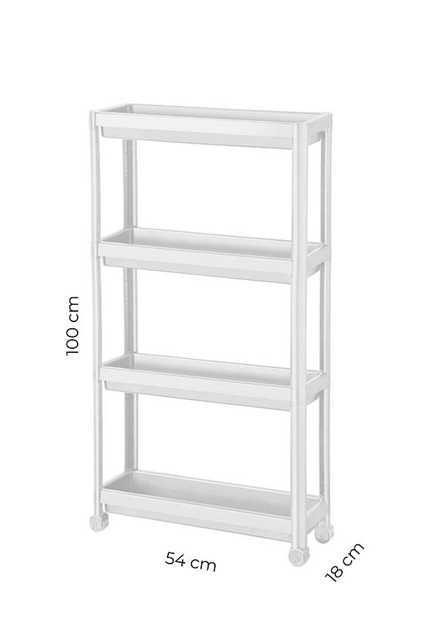 4 Katlı Tekerlekli Slim Raf Modüler Banyo Rafı, Mutfak Rafı - 3