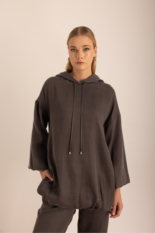Kapuşonlu Balon Sweatshirt - 1