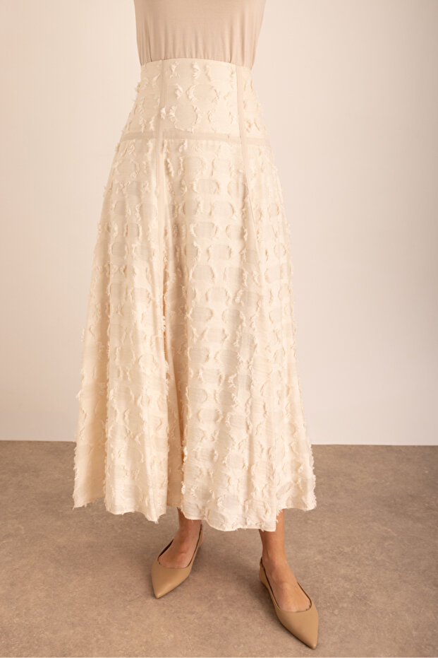 Parçalı Garnili Astarlı Etek - 5