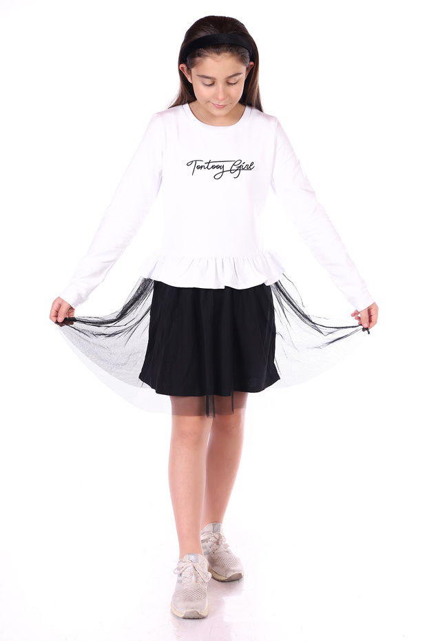 Girl's Embroidered Tulle Dress