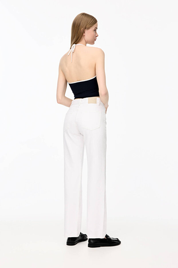 Düz kesim orta bel jean - 4