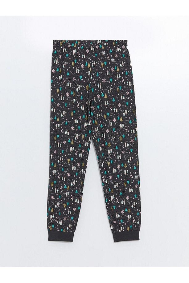Beli Lastikli Yılbaşı Temalı Kadın Jogger Pijama Alt (W4) - 5