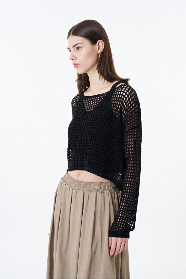 Ajurlu İkili Triko Siyah - 4