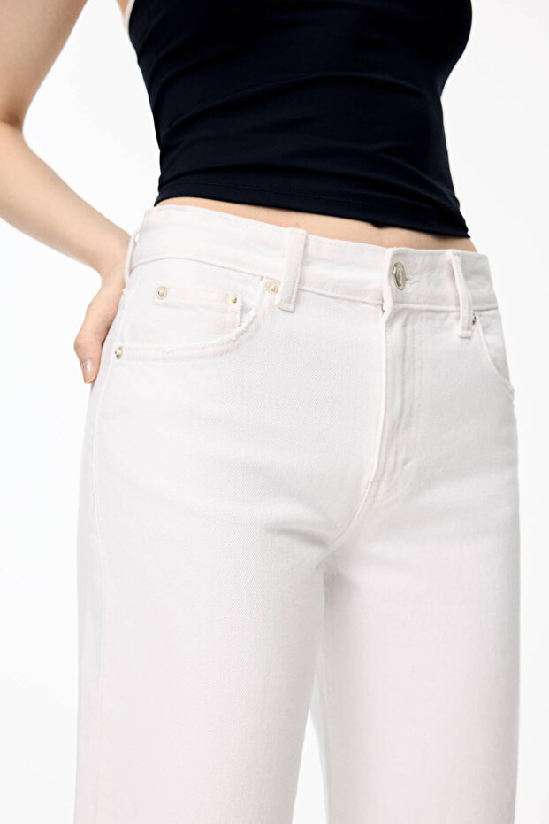 Düz kesim orta bel jean - 5