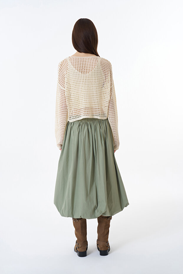 Ajurlu İkili Triko Ekru - 5