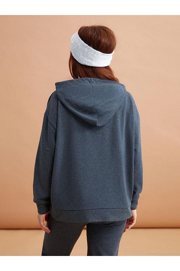 Petite Düz Uzun Kollu Kadın Hoodie (W3) - 5