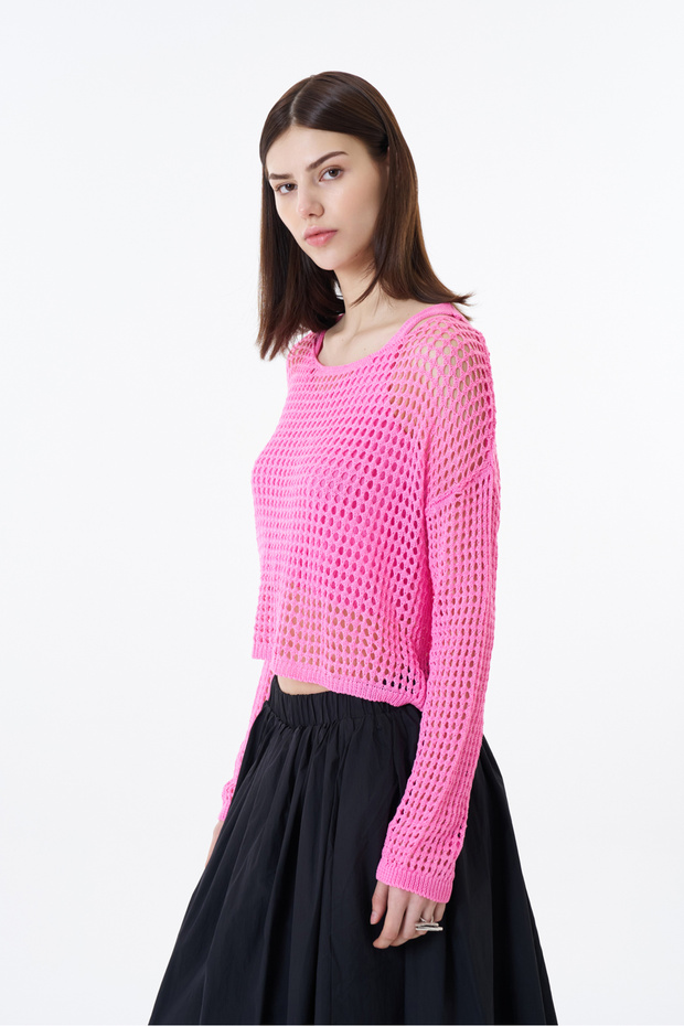 Ajurlu İkili Triko Pembe - 3