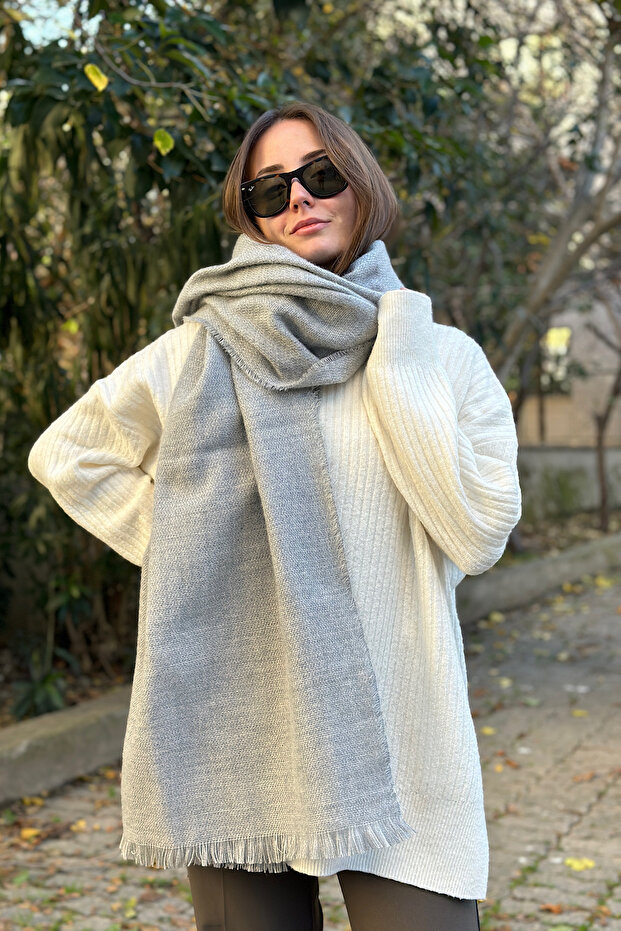 Eșarfă lungă cu ciucuri la atingere moale - 4