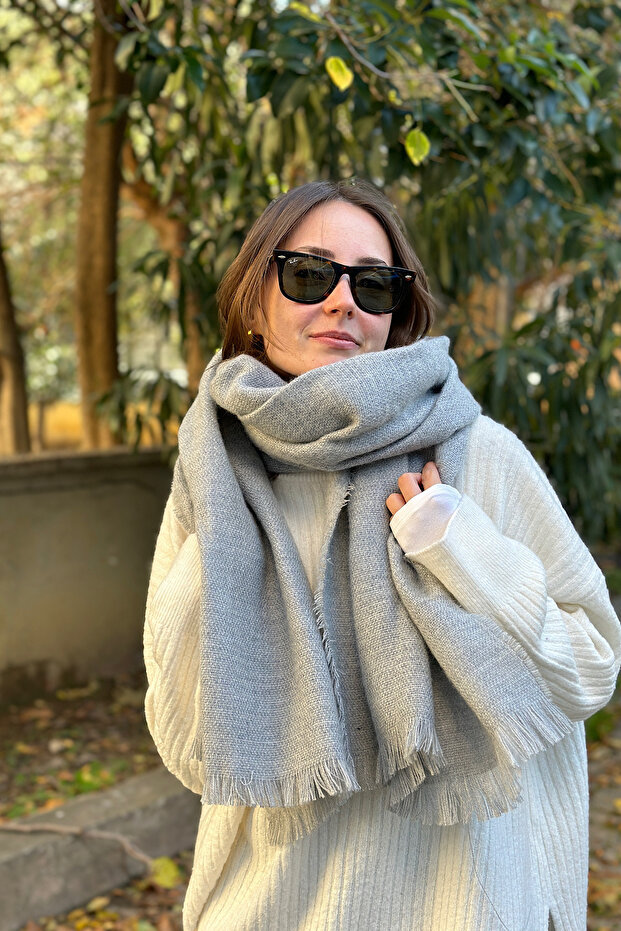 Eșarfă lungă cu ciucuri la atingere moale - 6