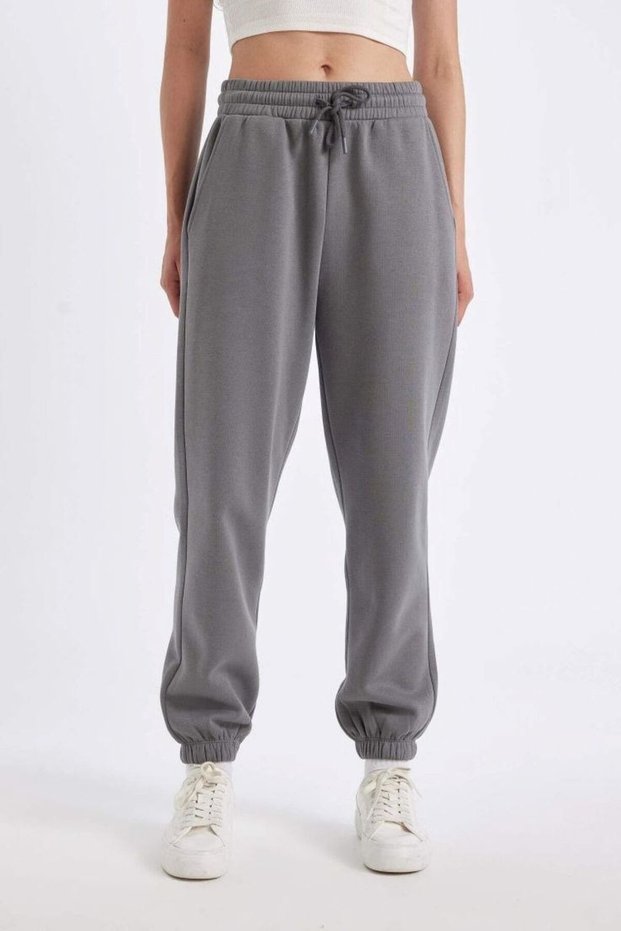 Women's Anthracite Color Raised Rubber Leg Sportswear Sweatpants