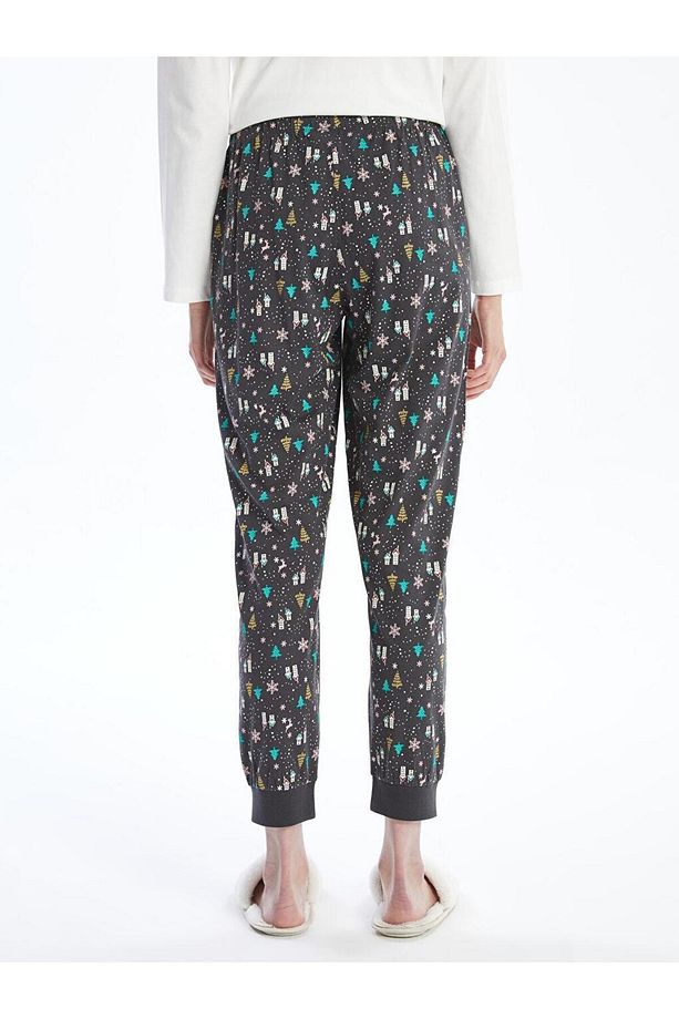 Beli Lastikli Yılbaşı Temalı Kadın Jogger Pijama Alt (W4) - 4