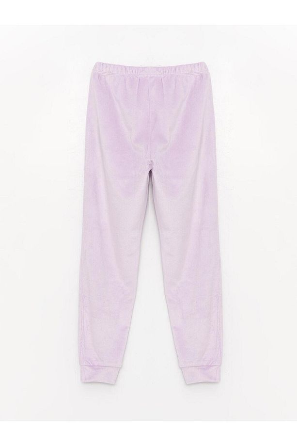 Bisiklet Yaka Uzun Kollu Kız Çocuk Kadife Pijama Takımı (W3) - 5