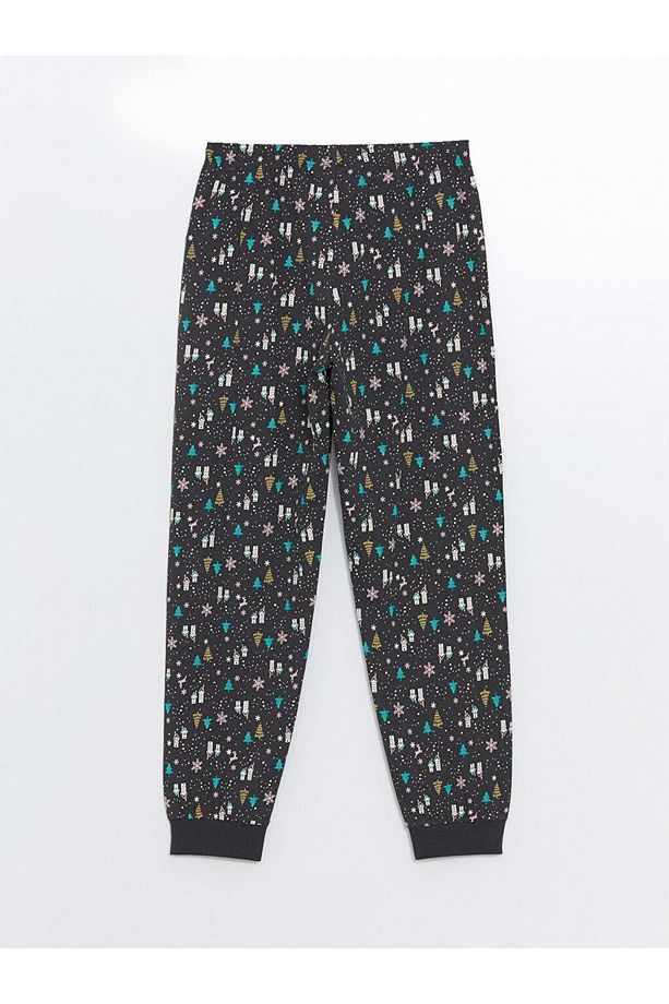 Beli Lastikli Yılbaşı Temalı Kadın Jogger Pijama Alt (W4) - 6