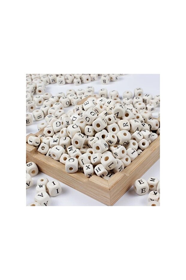 Wooden Letter Cube Beads 200 Pieces (8 mm)