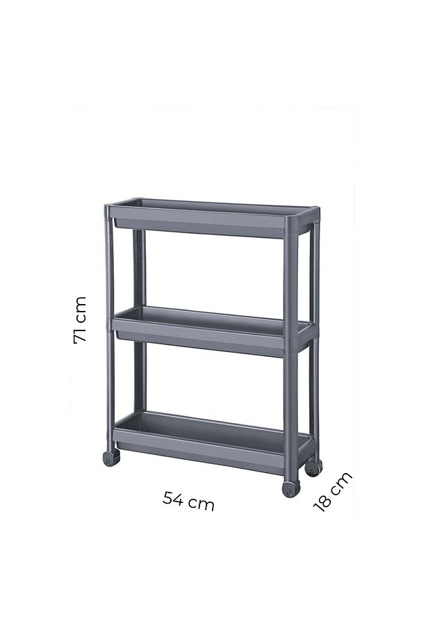 3 Katlı Tekerlekli Slim Raf Modüler Banyo Rafı, Mutfak Rafı - 3