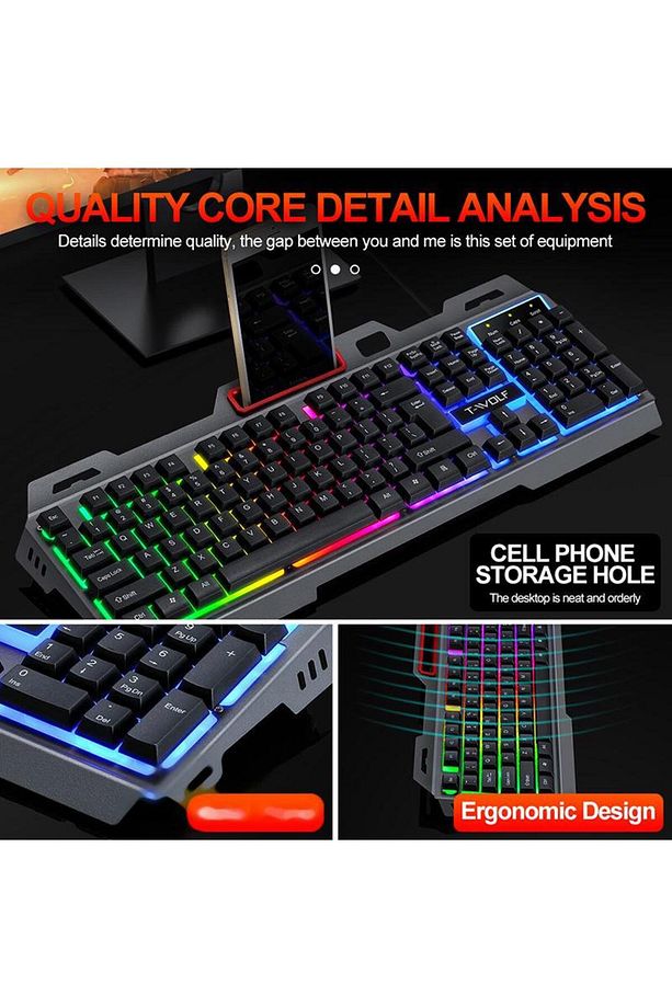 Rgb Led Işıklı Q Klavye Mouse Seti Rainbow Aydınlatmalı Gaming Oyuncu Klavye Mouse Seti - 4