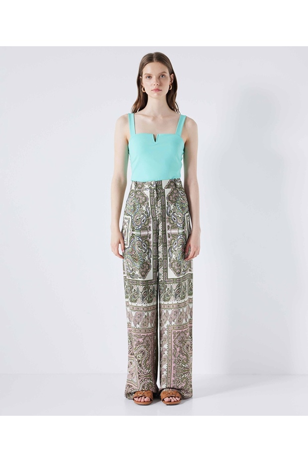 Gemusterte Hose mit weitem Bein - 2