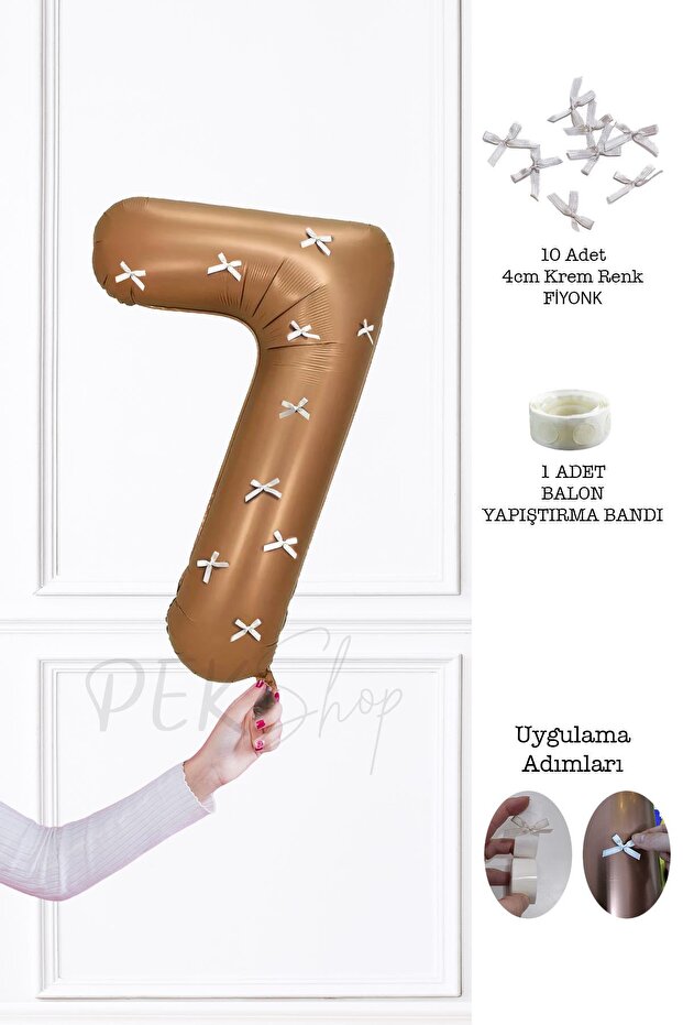 Retro Chocolate Number Bow - 80 cm Ribbon Balloon