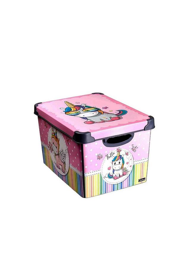 Style Box Retro Unicorn Desenli 20 L Dekoratif Oyuncak ve Saklama Kutusu - 3