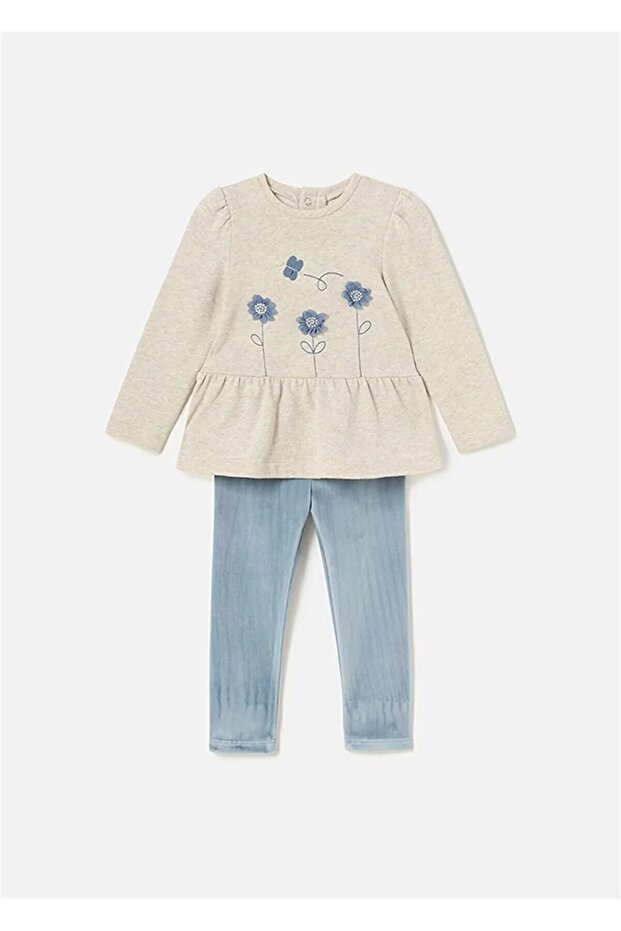 Baby Girl Velvet Tights Set Blue 2765