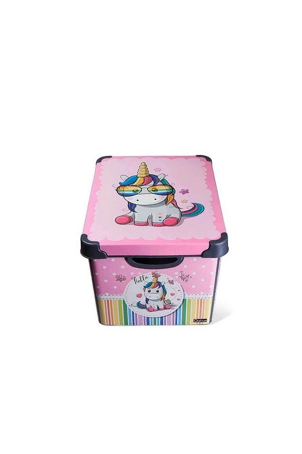 Style Box Retro Unicorn Desenli 20 L Dekoratif Oyuncak ve Saklama Kutusu - 4