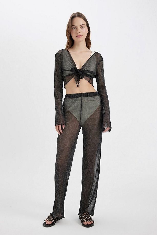 Regular Fit Parlak Kumaş Plaj Pantolonu-fall In Love C5149ax24sm - 2