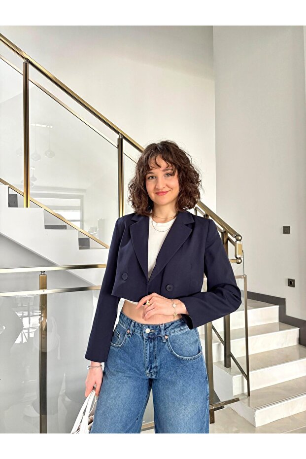 سترة قصيرة مزدوجة الصدر - 4