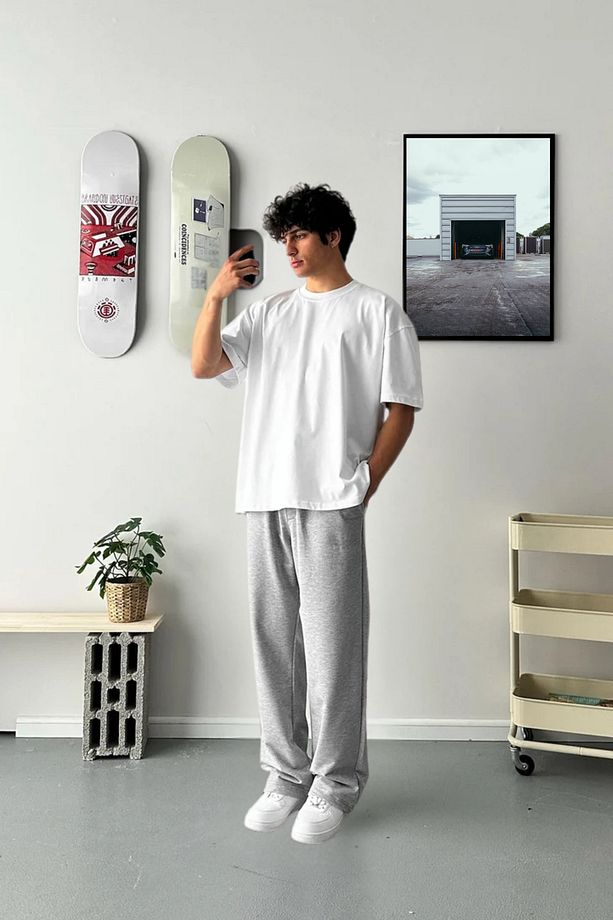Erkek Ayarlanabilir Lastik Paça Oversize Eşofman Altı - 6