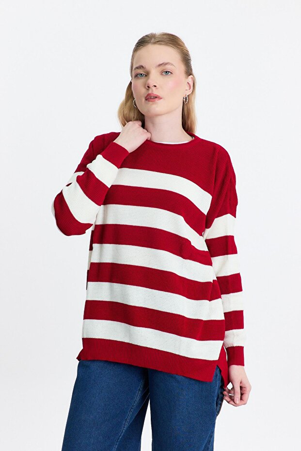 Red Crew Neck Striped Tunic 5380 - 7