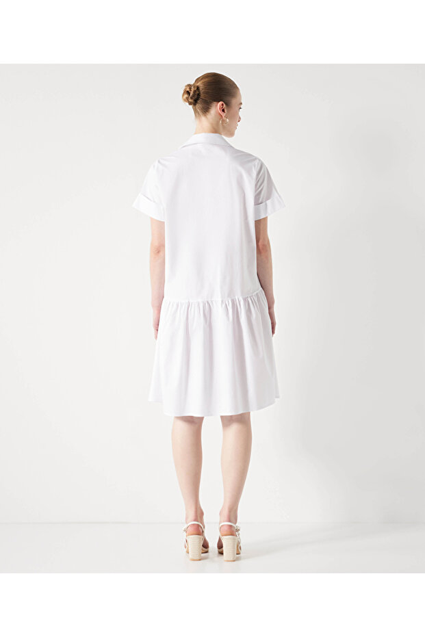 Gömlek Yaka Düğmeli Elbise - 5