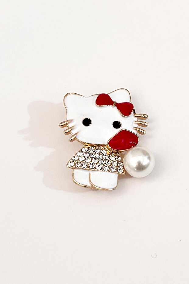 Hello Kit Mineli Broş Yaka İğnesi - 5