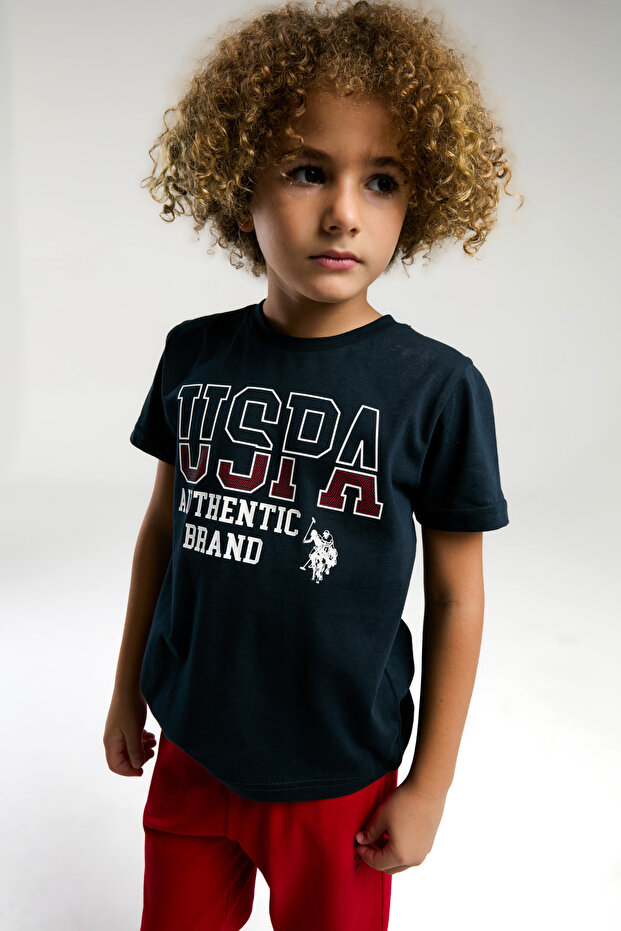 U.S. Polo Assn. Boy's Plain Colors T-Shirt-Shorts Set