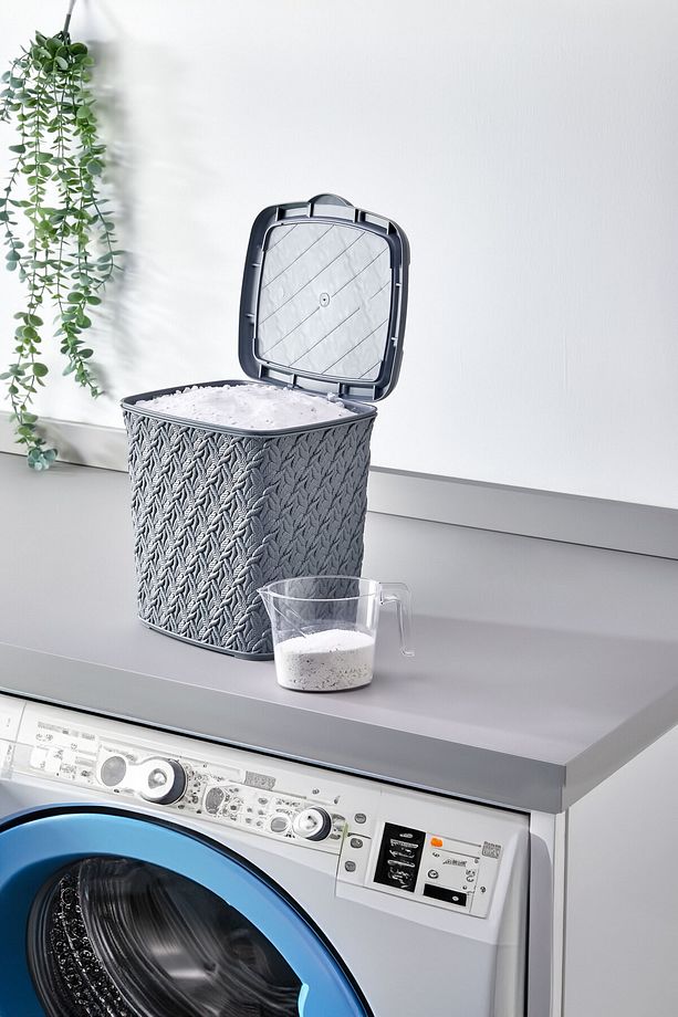 Ölçek Kabı Hediyeli Örgü Deterjan Kutusu 5 Litre Gri - 2