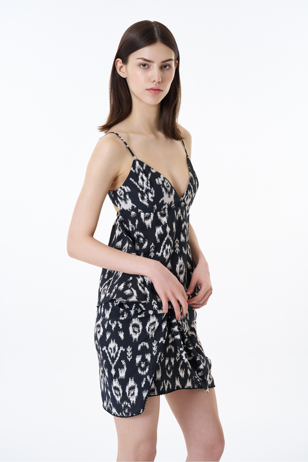 Black Ethnic Patterned Sling Blouse - 4